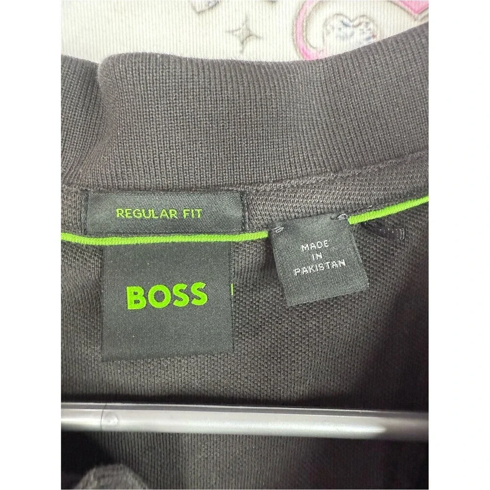 Hugo Boss shirt Black Polo with Lime Green Trim